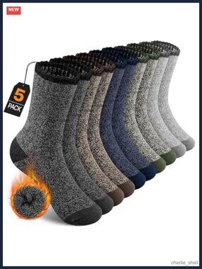 Merino Wool Hiking Socks Thermal Thick Cushioned 5 Pack